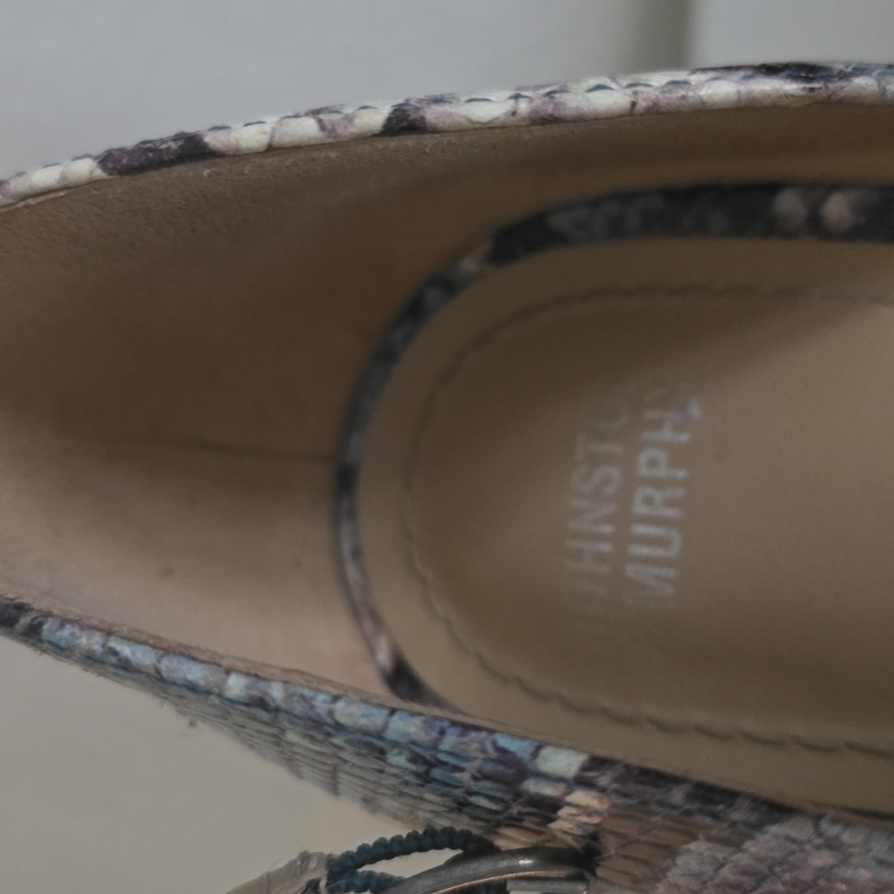 NEW, Johnston & Murphy, Blue Snakeskin Heels, Sz 8.5 - Picture 3 of 10